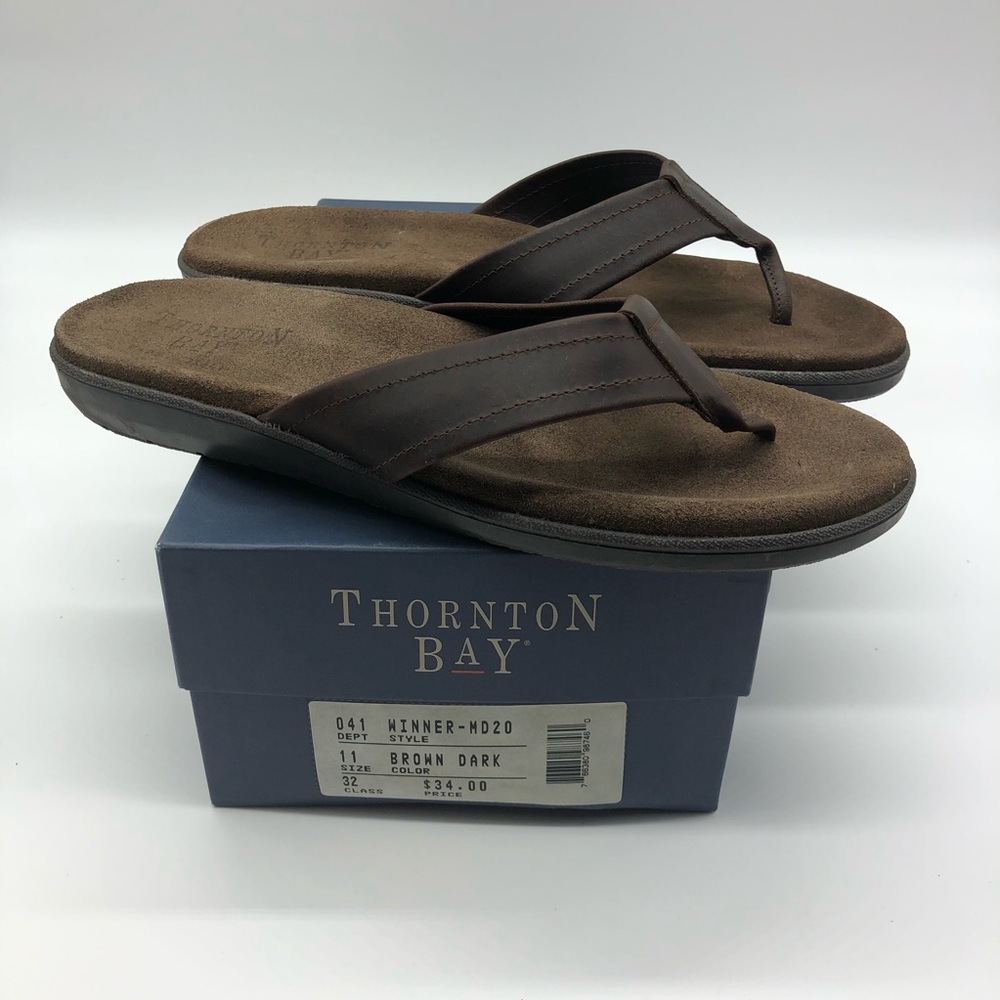 Thornton Bay Men Thong Sandals Brown Size 11M